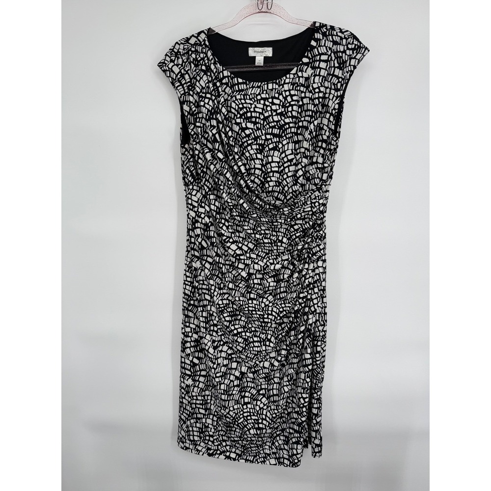 Dressbarn Black and White‎ Stretch Abstract Print Sleeveless Dress Sz 14